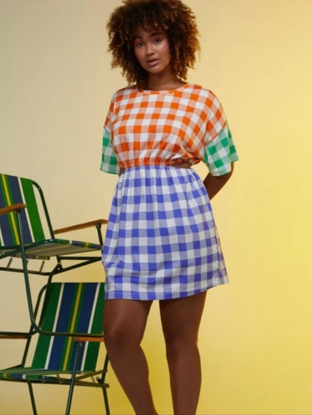 gorman Orange, Purple & White Gingham Dress